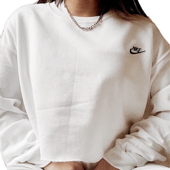 necessTITTIES Sweaters - n e w | white custom cropped crewneck sweatshirt ♡